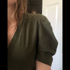 Zara olive green jersey midi dress